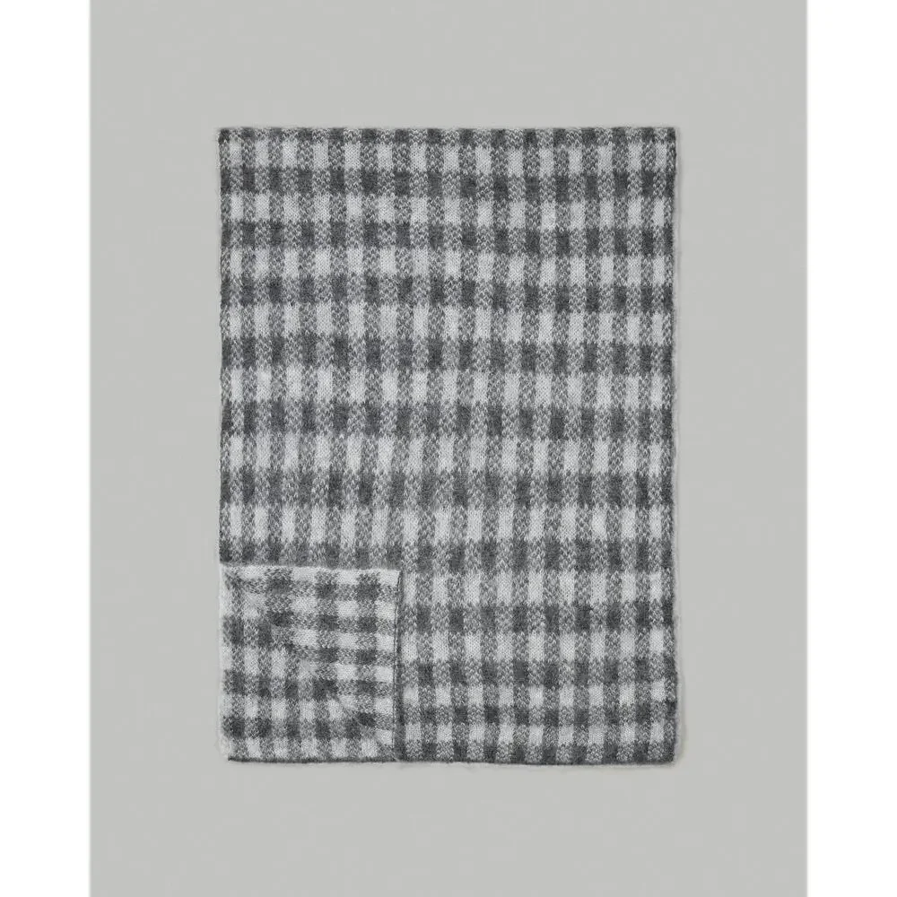 NWT Everlane Unisex The Alpaca Patterned Scarf Gray Buffalo Check One Size